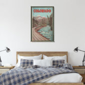 Aussicht auf den Zug am Fluss - Reiseplakat Leinwanddruck (Insitu (Schlafzimmer))