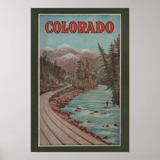 Aussicht auf den Zug am Fluss - Reiseplakat Poster (Vorne)