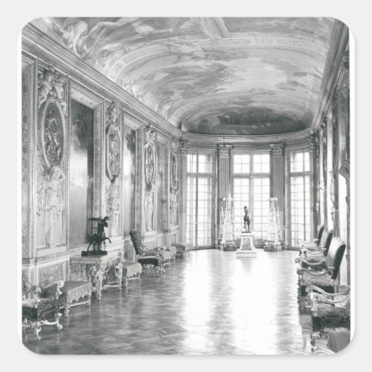 Aussicht auf die 1640 entworfene Galerie d'Hercule Quadratischer Aufkleber (Vorderseite)