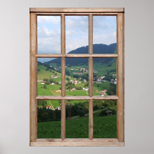 Aussicht auf die Alpen von einem Fenster aus Poster (Vorne)