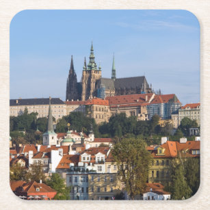 Aussicht auf die Altstadt und die Prager Burg, Tsc Rechteckiger Pappuntersetzer