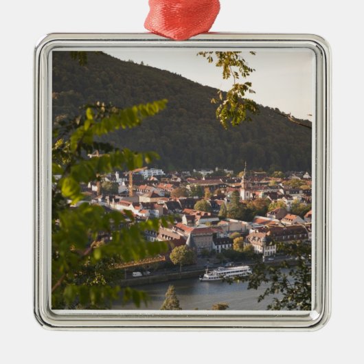 Aussicht auf die Altstadt von Heidelberg Silbernes Ornament (Vorne)