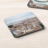 Aussicht auf die Altstadt von Lissabon und die Brü Getränkeuntersetzer (Linke Seite)