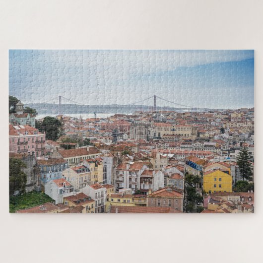 Aussicht auf die Altstadt von Lissabon und die Brü Puzzle (Horizontal)