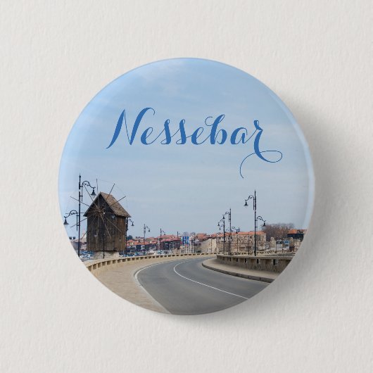 Aussicht auf die Altstadt von Nesebur Button (Vorderseite)
