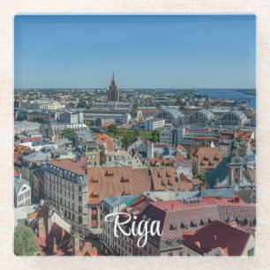 Aussicht auf die Altstadt von Riga von oben Glasuntersetzer