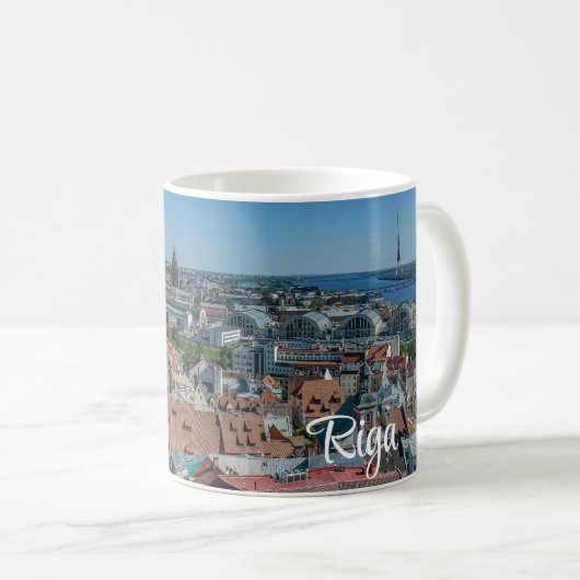 Aussicht auf die Altstadt von Riga von oben Kaffeetasse (VorderseiteRechts)