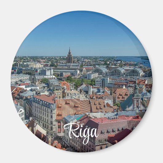Aussicht auf die Altstadt von Riga von oben Magnet (Vorne)
