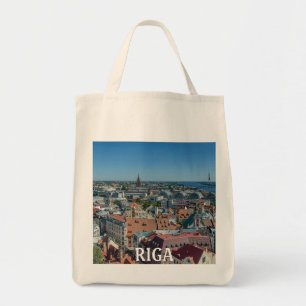 Aussicht auf die Altstadt von Riga von oben Tragetasche