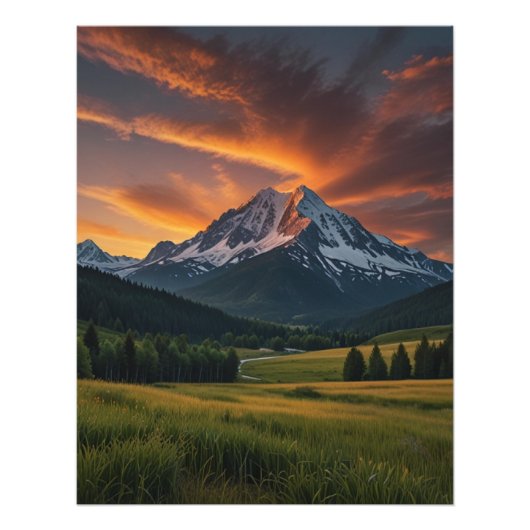 Aussicht auf die Berge Fotodruck (Vorne)