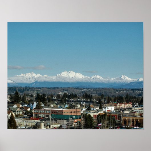 Aussicht auf die Bergkette von Everett, WA Poster (Vorne)