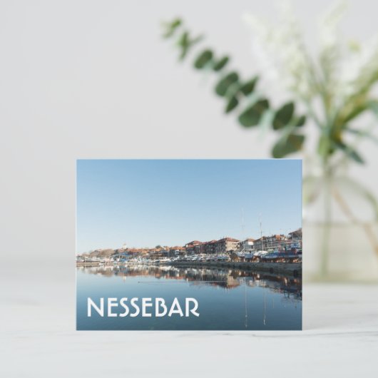 Aussicht auf die berühmte bulgarische Stadt Nesseb Postkarte (Stehend Vorderseite)