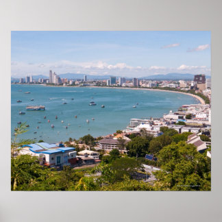 Aussicht auf die Bucht von Pattaya. Poster