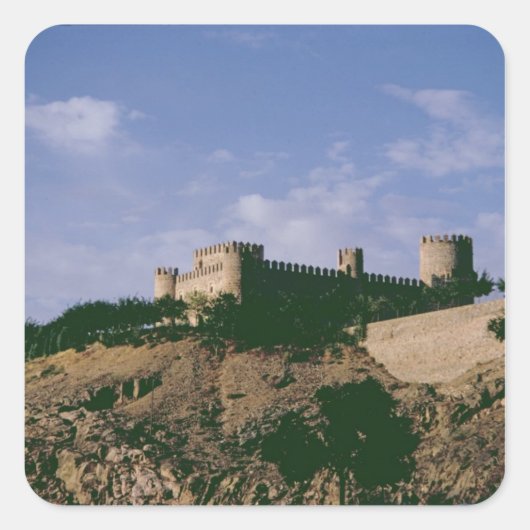 Aussicht auf die Burg Quadratischer Aufkleber (Vorderseite)