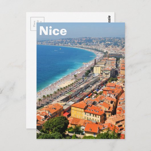 Aussicht auf die Côte d'Azur in Nizza, Frankreich Postkarte (Vorne/Hinten)