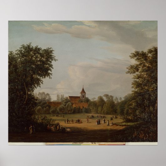 Aussicht auf die Dorfkirche, Pankow, 1835 Poster (Vorne)