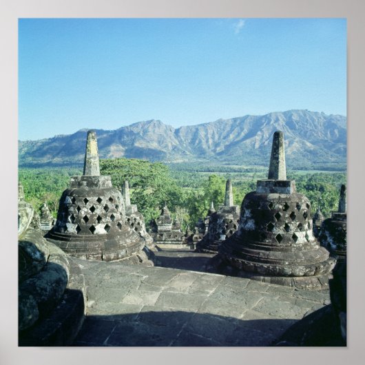 Aussicht auf die drei kreisförmigen Terrassen Poster (Vorne)