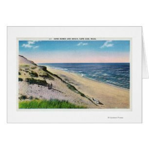 Aussicht auf die Dünen von Sand und den Strand