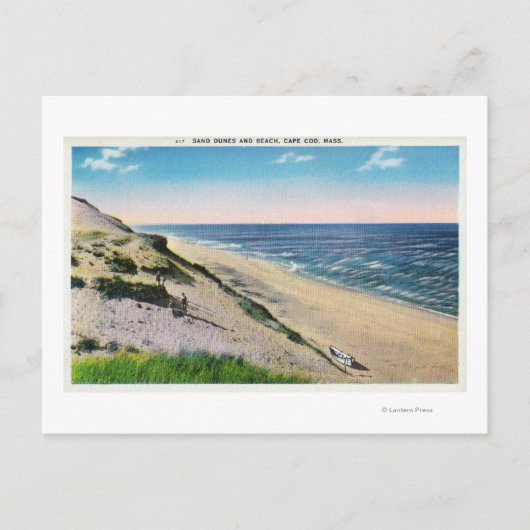 Aussicht auf die Dünen von Sand und den Strand Postkarte (Vorderseite)