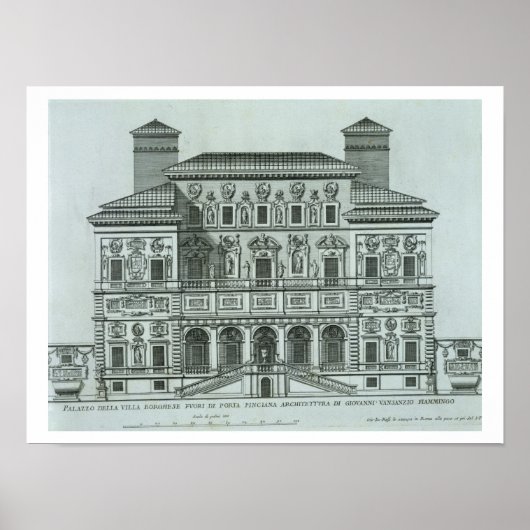 Aussicht auf die Fassade der Villa Borghese, Rom ( Poster (Vorne)