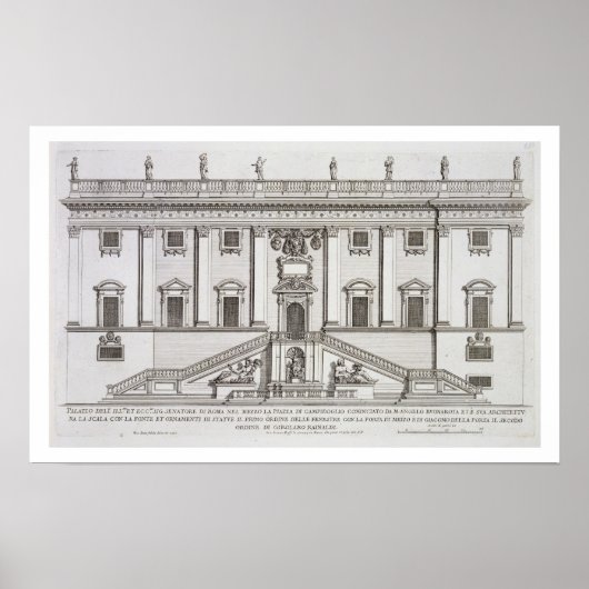 Aussicht auf die Fassade des Palazzo Senatorio auf Poster (Vorne)