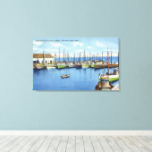 Aussicht auf die Fischereiflotte im Hafen Leinwanddruck (Insitu (Holzboden))