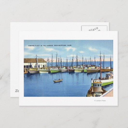 Aussicht auf die Fischereiflotte im Hafen Postkarte (Vorne/Hinten)