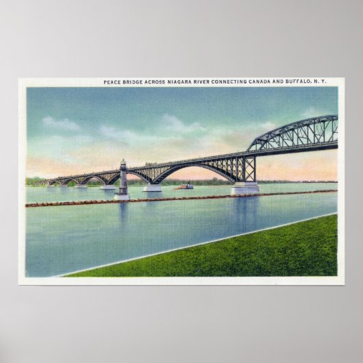 Aussicht auf die Friedensbrücke über Niagara Poster (Vorne)