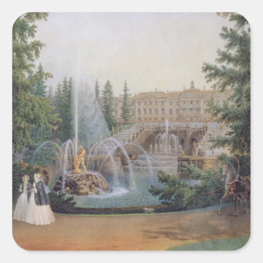 Aussicht auf die frühe Kaskade Quadratischer Aufkleber (Vorderseite)