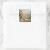 Aussicht auf die Galerie d'Algaby bei der Walliser Quadratischer Aufkleber (Tasche)