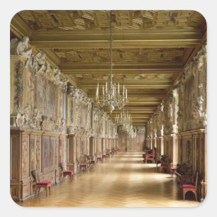 Aussicht auf die Galerie Francois I, 1528-40 Quadratischer Aufkleber