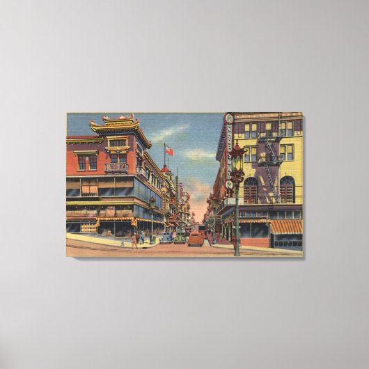 Aussicht auf die Grant Avenue, Chinatown Leinwanddruck (Vorderseite)