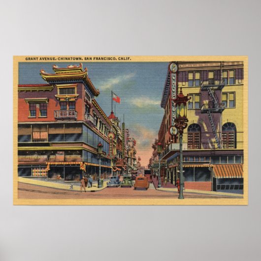 Aussicht auf die Grant Avenue, Chinatown Poster (Vorne)