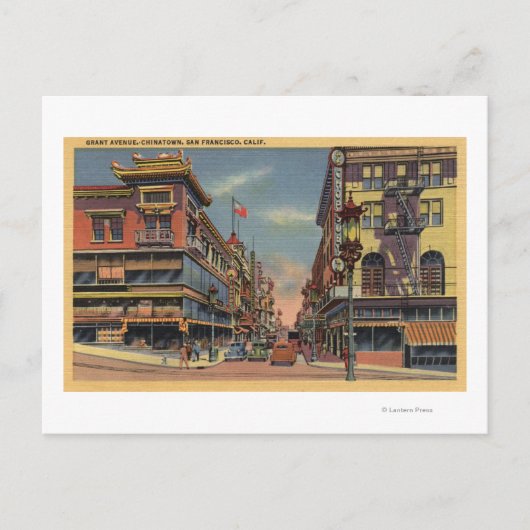 Aussicht auf die Grant Avenue, Chinatown Postkarte (Vorderseite)