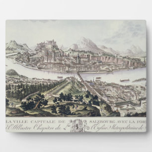 Aussicht auf die Hauptstadt und die Festung Salzbu Fotoplatte