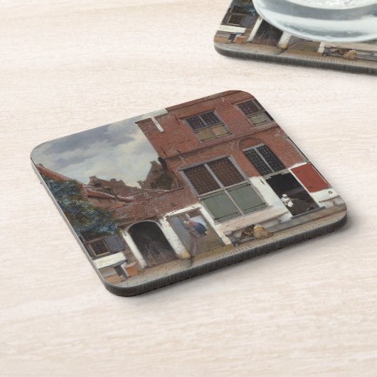 Aussicht auf die Häuser in Delft The Little Street Untersetzer (Linke Seite)