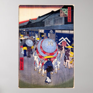 Aussicht auf die Ichōme-Straße von Nihonbashi Poster