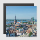 Aussicht auf die Innenstadt von Riga von oben Magn Magnetkarte (Vorne/Hinten)