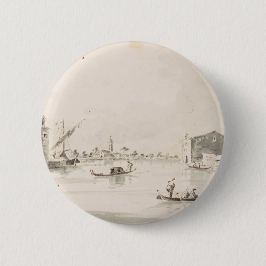 Aussicht auf die Insel Burano in Venetien Button (Vorderseite)