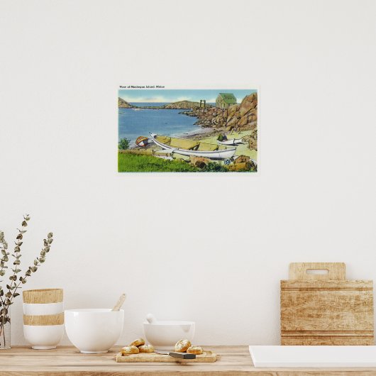 Aussicht auf die Insel Monhegan, Strand Poster (Küche)