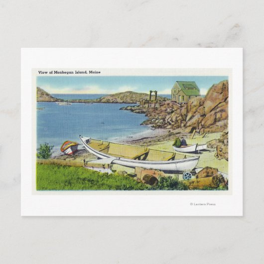 Aussicht auf die Insel Monhegan, Strand Postkarte (Vorderseite)