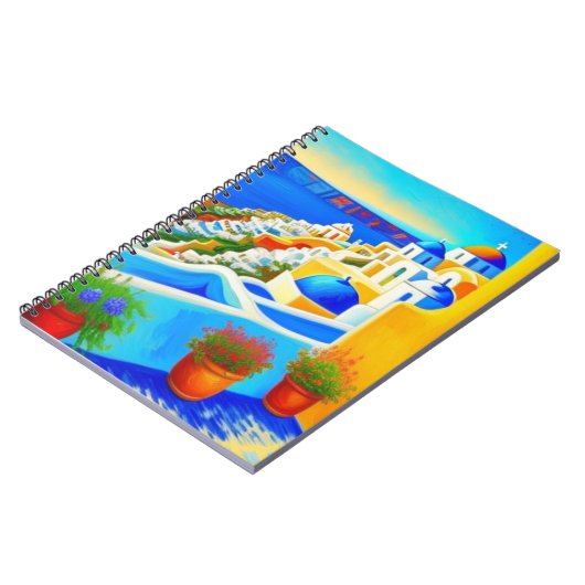 Aussicht auf die Insel Santorini Kunst Notizblock (Linke Seite)