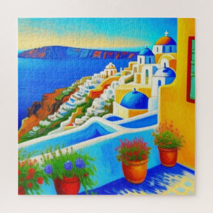 Aussicht auf die Insel Santorini Puzzle