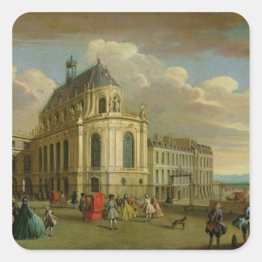 Aussicht auf die Kapelle des Schlosses Quadratischer Aufkleber (Vorderseite)