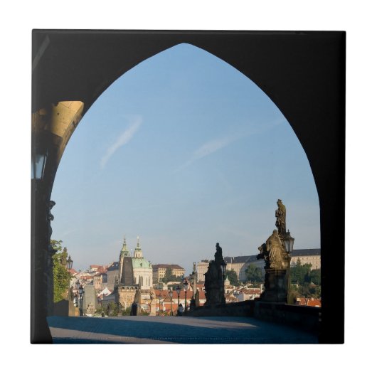 Aussicht auf die Karlsbrücke in Prag Fliese (Vorderseite)