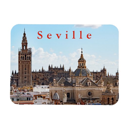 Aussicht auf die Kathedrale von Sevilla. Magnet (Horizontal)