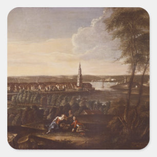 Aussicht auf die Kirche des Heiligen Geistes Quadratischer Aufkleber