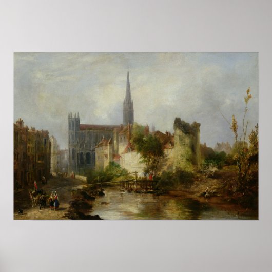 Aussicht auf die Kirche St. Peter, Caen, 1841 Poster (Vorne)