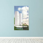 Aussicht auf die Landung und die Pylonen Leinwanddruck (Insitu (Holzboden))