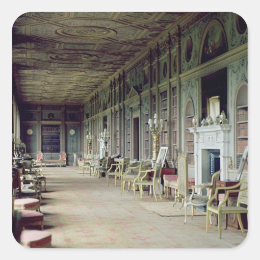 Aussicht auf die Long Gallery Quadratischer Aufkleber (Vorderseite)